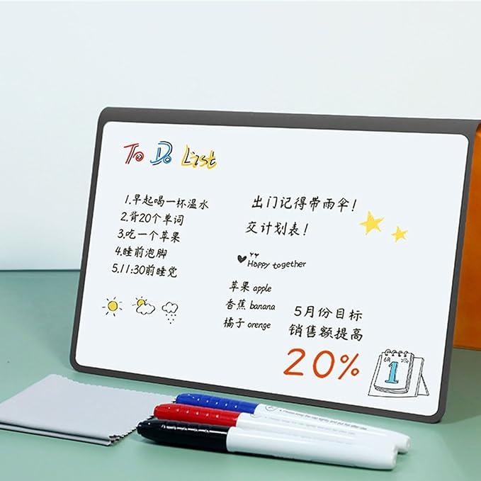 Double-Side Magnetic Whiteboard Notebook with Erasable Marker Portable Writing Board for Office Meeting Writing Drawing Erasable Notebook