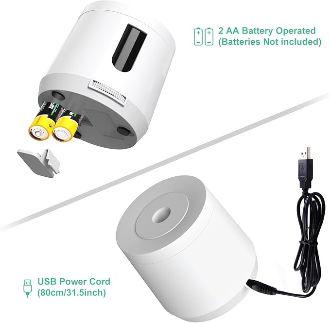 Bocyteopr Automatic Electric Pencil Sharpener, USB & Battery Operated, Adjustable Sharpening for Colored Pencils(6-8mm), for School/Classroom/Student(White)