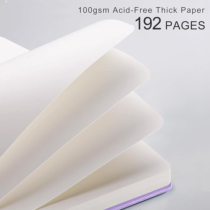 Blank Journal for Women Men, 192 Pages A5 Notebook Journal, Hardcover Notebook with 100Gsm Thick Pages, Leather Note Book for Writing, Travel, Business, Office, Prayer 5.7 x 8.3, Light Purple