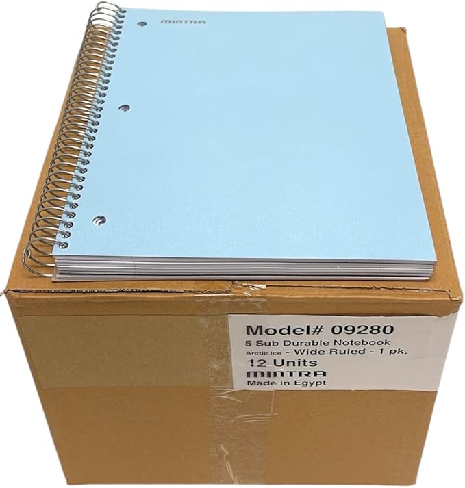 Mintra Office Durable Spiral Notebooks, 5 Subject (Arctic Ice, Wide Ruled 12pk)