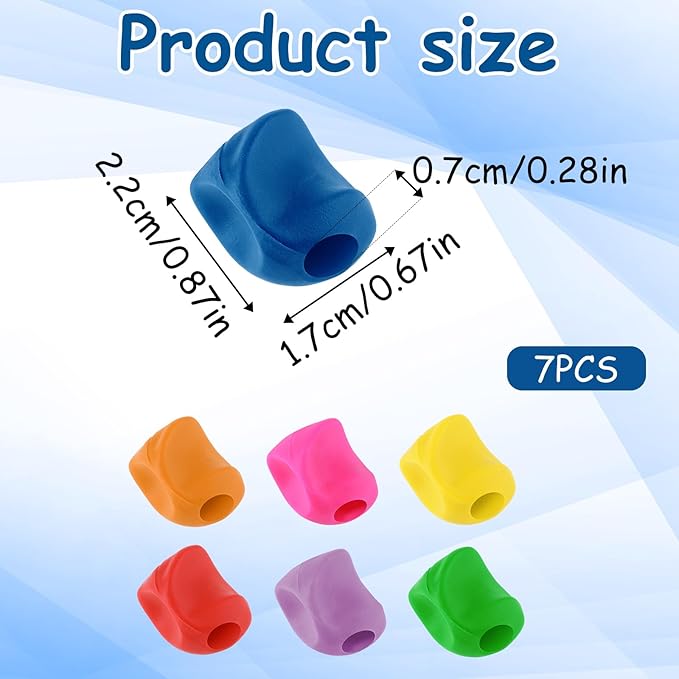 Ymapinc 7PCS Ergonomic Pencil Grippers, Soft Pen Grips for Comfort and Hand Fatigue Relief, Universal Fit for Pencils and Pens