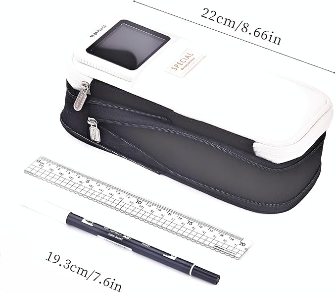 EASTHILL Big Capacity Pencil Pen Case Office College School Large Storage High Capacity Bag Pouch Holder Box Organizer Black White