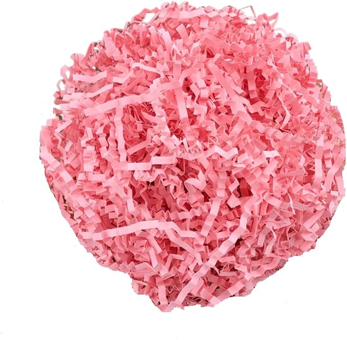 Ankelesz 50g Easter Raffia Grass Paper Shred for Gift Wrapping Basket and Gift Box Filling，Crinkle Cut Paper for Wrapping (Pink)