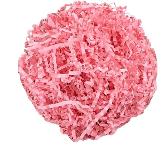 Ankelesz 50g Easter Raffia Grass Paper Shred for Gift Wrapping Basket and Gift Box Filling，Crinkle Cut Paper for Wrapping (Pink)