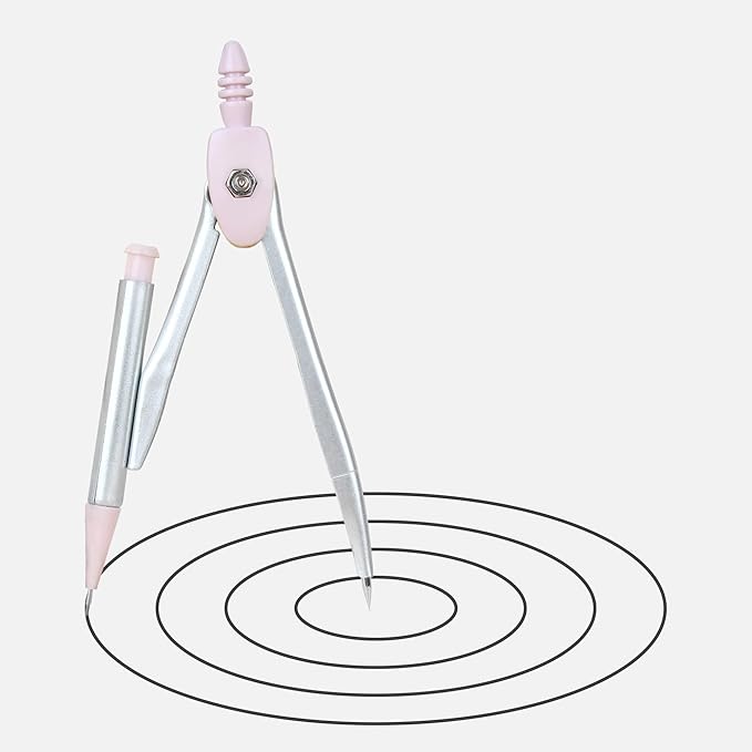 LABANCA 8 Pcs Compass Set with Protractor Rulers Pencil for Math Geometry (07434 Pink)