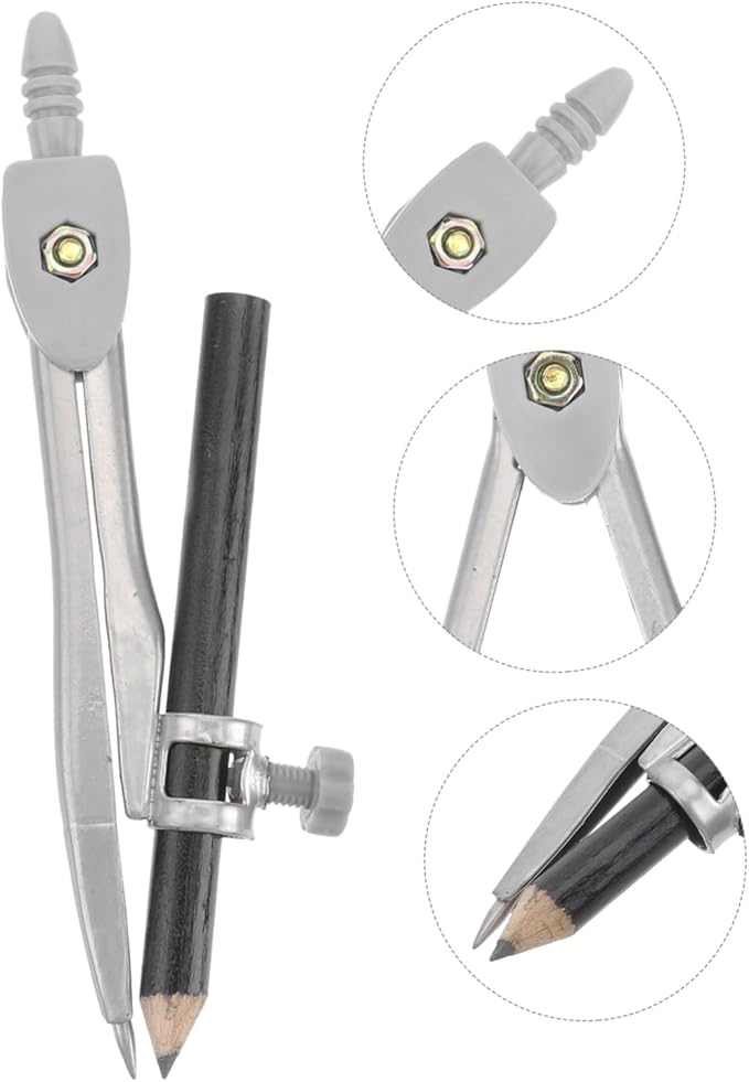 LALAFINA 2pcs Professional Geometry Compass Pencil Holder and Screw-Mount Design for Accurate Drafting Drawing and Measuring for Students and Office Use