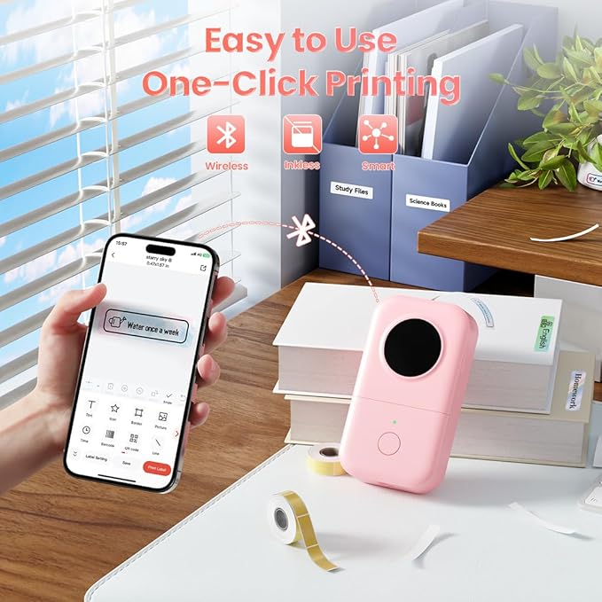 Phomemo Label Maker, D30 Label Maker Machine with Tape, Mini Bluetooth Label Makers, Small Portable Thermal Label Printer, Sticker Maker for Home Kitchen School Classroom Teacher Office Supplies