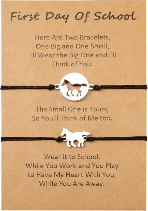 Back to School Gifts Mommy and Me Bracelet First Day of School Matching Wish Bracelets Set for Mother Daughter Son Women Teen Girls Boys Jewelry Gift