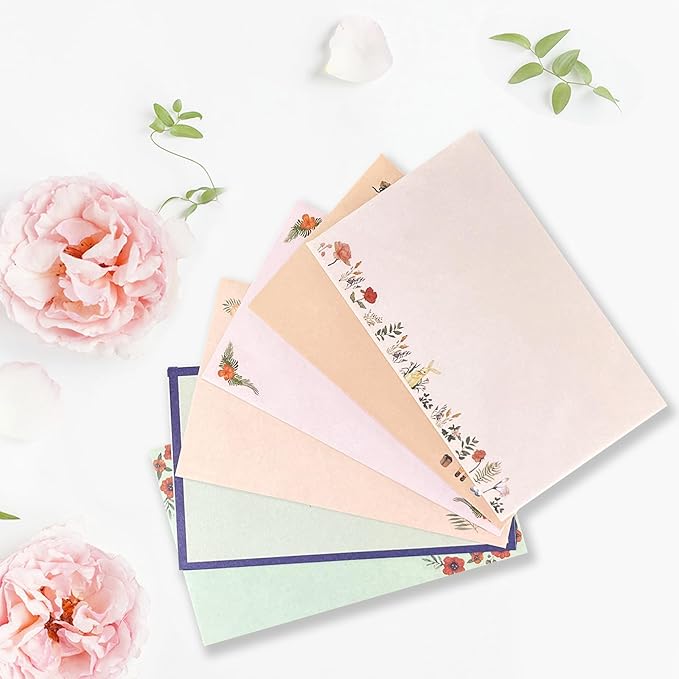 55 Pcs Stationery Paper Envelopes Set Includes 36 Lined Writing Stationery Paper & 18 Envelopes with 48 Round Dot Stickers, Cute Animal Letter Writing Stationary Paper Envelopes (6 Style)
