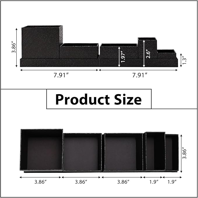 Desk Organizer,Office Desk Accessories,Paperboard Desktop Organizer with Pen Pencil Holder and Sticky Note Tray,Paperclip Storage, Black