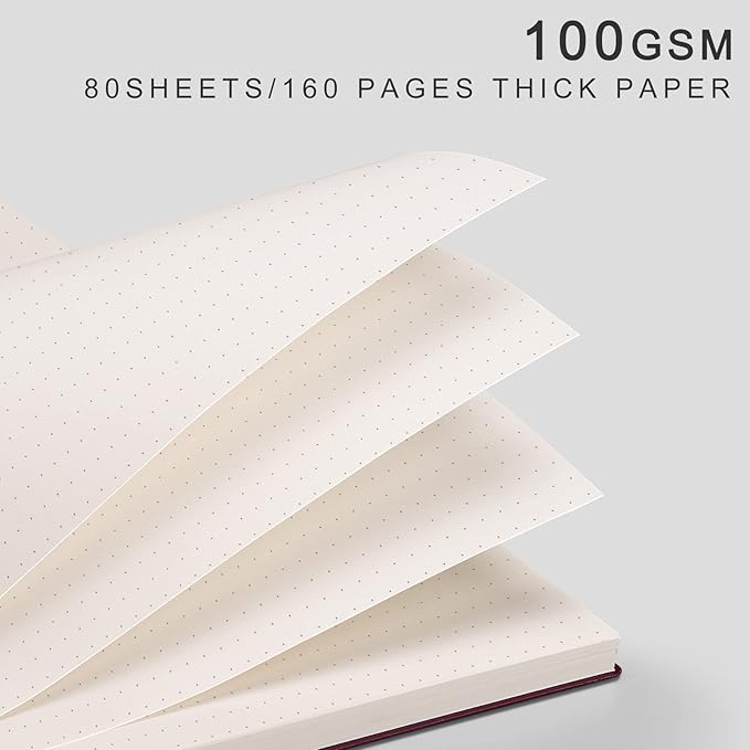 EMSHOI Dotted Journal Spiral Notebook 5.7" x 8.22" - 4 Pack 640 Pages 100gsm Thick Paper, A5 Dot Grid Notebook, Plastic Hardcover Dotted Notebook for Journaling Writing