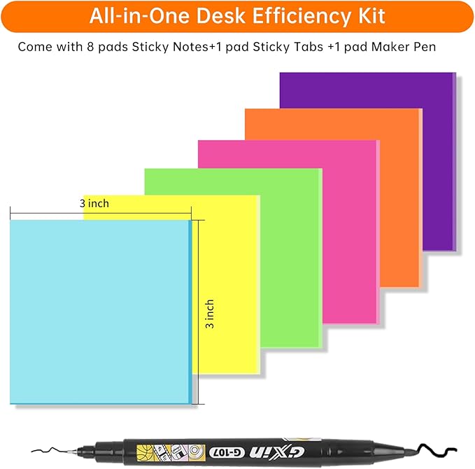 Transparent Sticky Notes with Marker, 【99.9% Transparency, Strong Adhesion,Waterproof 】 MEIGAONE 7 Pack Clear Sticky Note 3x3,Translucent Sticky Note Office,School Supplies