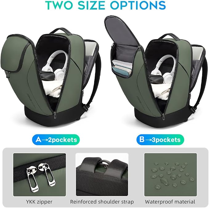 BANGE Business Commute Backpack Waterproof fit 15.6 Inch adopt in Commute,Travel Durable Backpack (Green)