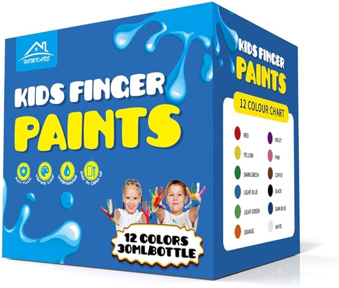 Finger Paint, Kids Finger Paint, Non Toxic Finger Paints for Toddlers 1-3, Washable Finger Paints for Toddlers, 12 Colors, 30ml Each
