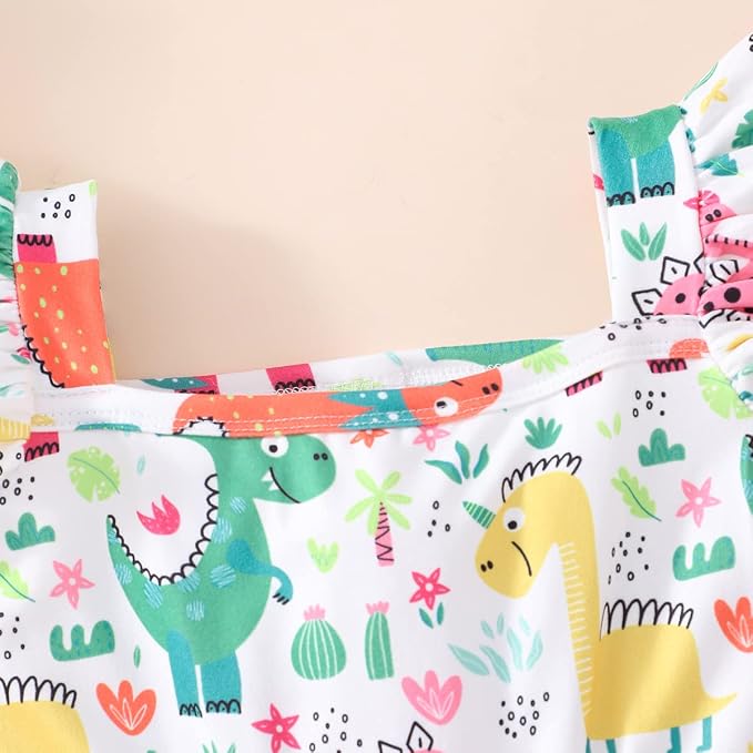 Popshion Girls Dresses Flutter Sleeve Swing Sundress Toddler Summer Clothes Kid Birthday Party Sleeveless Dress 1-8 Years Old