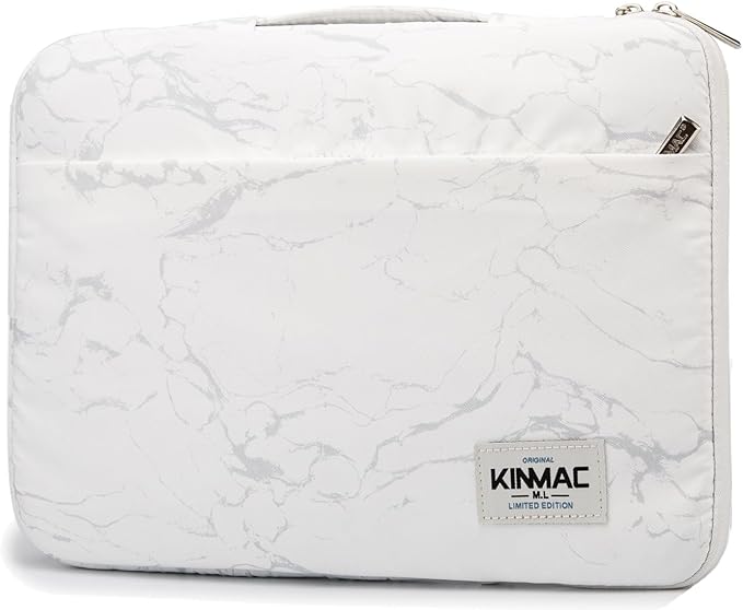 Kinmac 360° Heavy Duty Protective Laptop Computer Sleeve case Bag Cover with Handle for MacBook Air 15 inch,15 inch-15.6 inch HP Lenovo Dell ASUS Acer Laptop (White Marble)