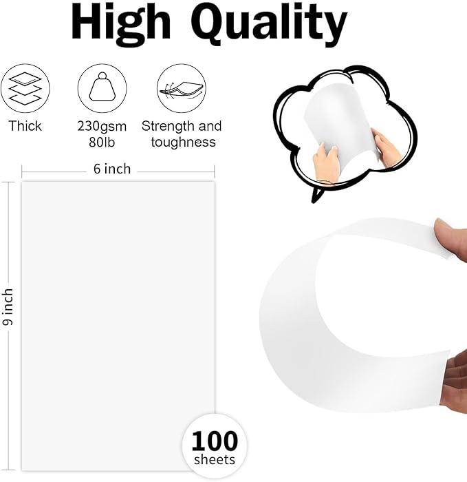 White Large Index Cards 6x9 Cardstock, Goefun 80lb Thick Printer Paper, 100 Pack Big Notecards Blank for Menus, Party Invitations, Greetings, Flash Cards, DIYs