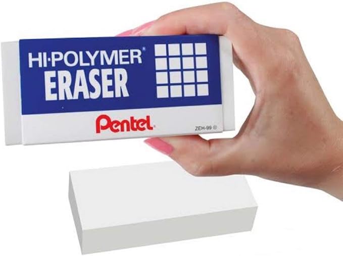 Pentel Hi-Polymer Block Eraser, Super XL White, 8-Pack (ZEH-99)