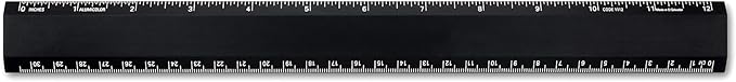 Alumicolor Aluminum Desk Ruler, 12IN, Black
