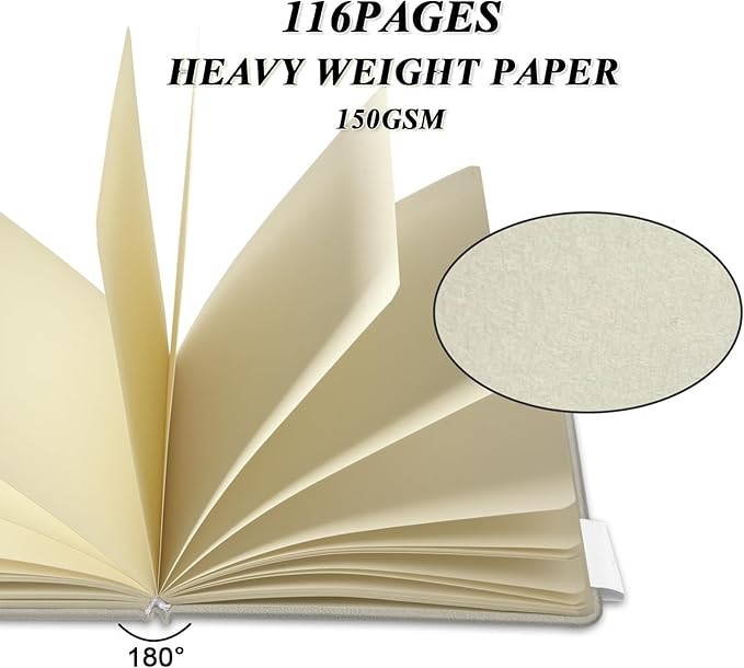 5" x 5" Hardcover Sketch Book,Small Mixed Media Sketch Pad,58 Sheets 150GSM Acid-Free Artist Drawing Paper,Travel Journal Blank Notebook for Adults Painting,Illustration,Art Supplies.Light Gray