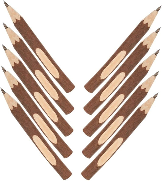 FOMIYES Wooden Ballpoint Pens 10pcs 17cm Tree Bark Texture Biodegradable Multi-function Writing Supplies for Office School Home Use