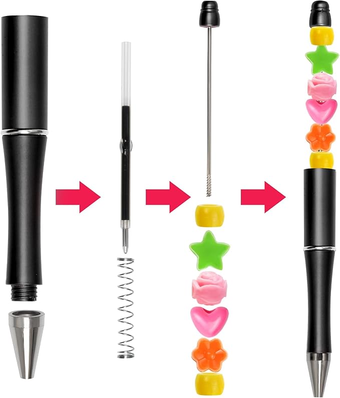 jiebor 30Pcs Christmas Beadable Pens Plastic Bead Ballpoint DIY Cute Cool Pens Black Ink for Women Men Bridal Graduation Gift Office Supplies