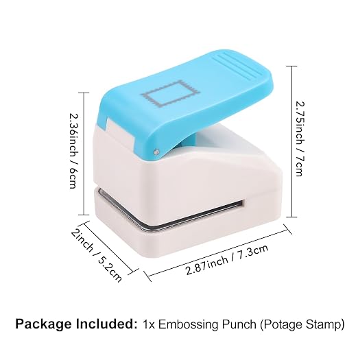 2 Pcs Stamp Paper Punch, 1X0.8inch & 1.1X0.9 inch Embossing Postage Stamp Shape Puncher, Lever Craft Hole Punches for Crafting DIY Scrapbooking Projects