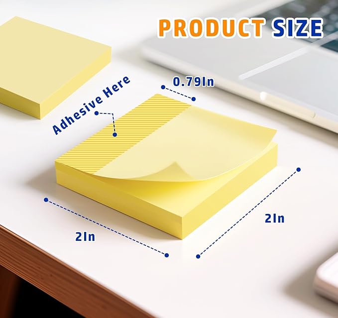 24 Pack Yellow Sticky Notes Mini,2x2 in Small Sticky Notes,2400pcs Notes Pads,Clean Removal,Strong Self-Adhesive Notes Easy to Post Bulk for Enterprise,Office Meetings & Brainstorming,School