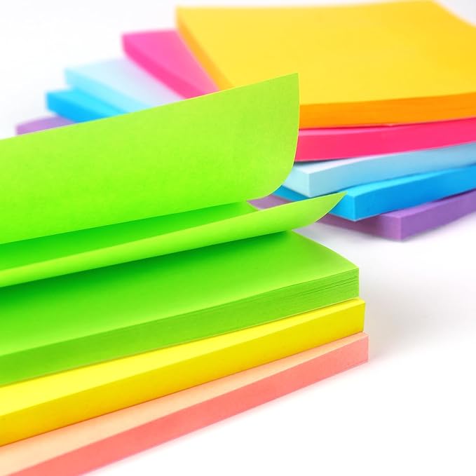 Winner Aura Sticky Notes 3x5 inch Bright Colors Self-Stick Pads 8 Packs 400 Sheets