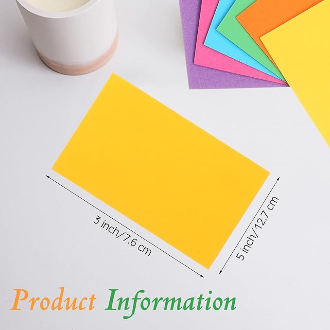 Fainne 300 Pcs Blank Index Cards 180 Gsm Thick Card Stock Assorted Color Neon Blank Flash Cards Colorful Study Notecards for Organizing(3 x 5 Inch,Bright Colors)