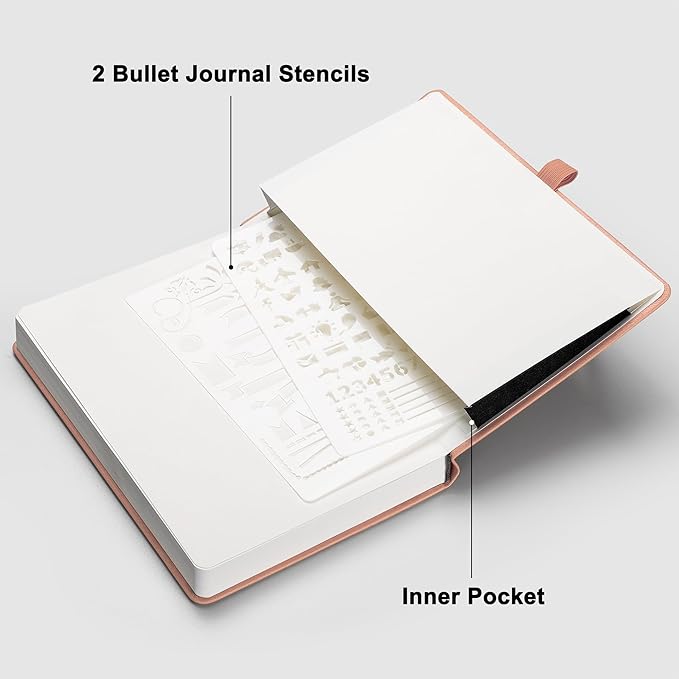 RETTACY Blank Journal Notebook, 192 Pages, A5 Medium Size (5.7'' x 8.3''), Leather Hardcover, 100 GSM Thick Paper, for Sketching, Drawing, Painting (Pink)