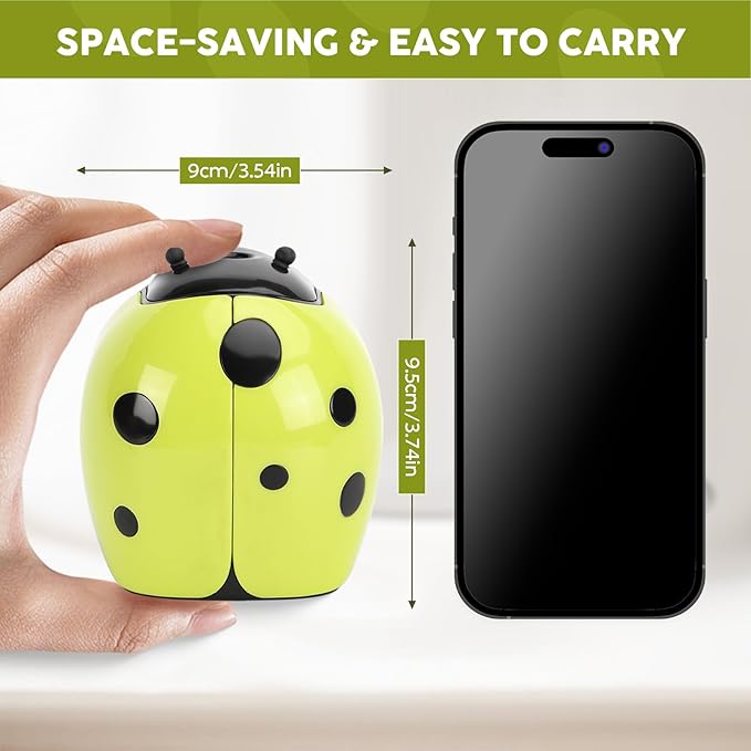 Ladybug Electric Pencil Sharpener – 4AA Battery, Ideal for No.2 and Colored Pencils Portable Pencil Sharpener for School, Home, and Crafts