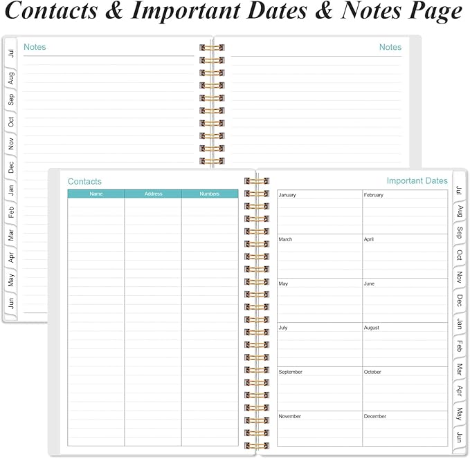 2026-2027 Daily & Monthly Planner - One Page Per Day, Daily Planner from July 2026 to June 2027, Planner 2026-2027 with 12 Monthly Tabs, 6.4" x 8.5", Rose Flower