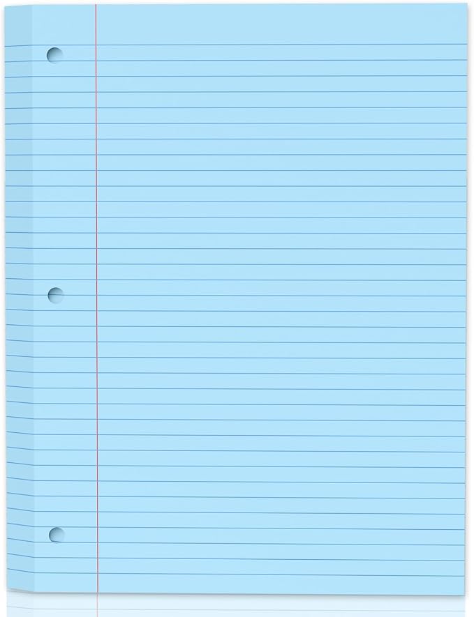 120 Sheets Blue 8x10.5 Inch Loose Leaf Paper, College Ruled Filler Paper, 3 Hole Punched Notebook Paper for 3 Ring Binder, Premium Notebooks Paper for Students & Teachers, Office & School Supplies