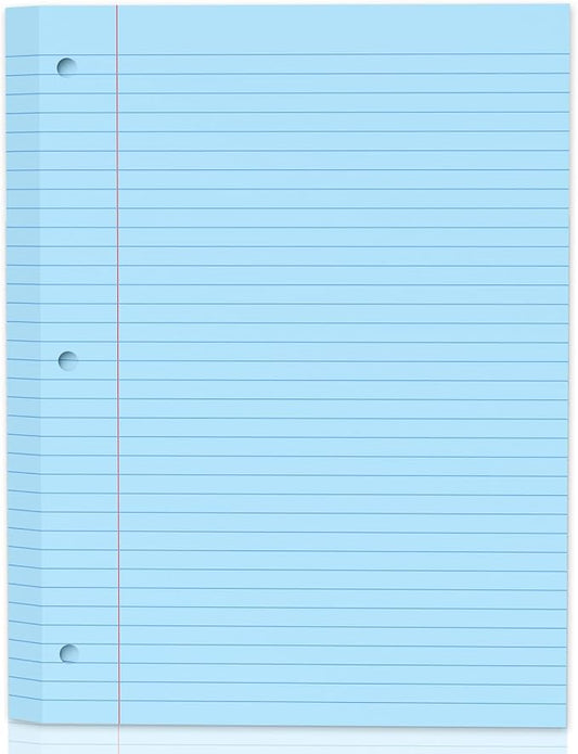 120 Sheets Blue 8x10.5 Inch Loose Leaf Paper, College Ruled Filler Paper, 3 Hole Punched Notebook Paper for 3 Ring Binder, Premium Notebooks Paper for Students & Teachers, Office & School Supplies