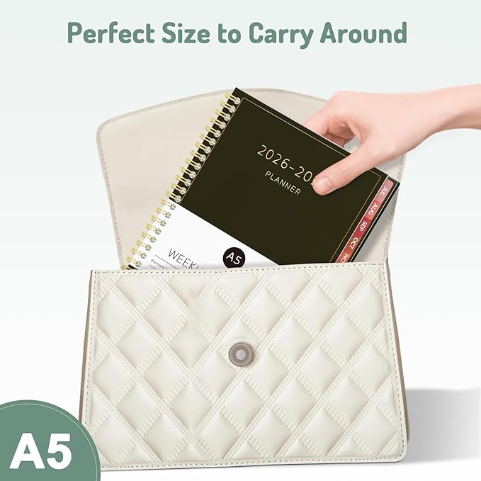Forvencer Academic Planner 2026-2027, Weekly & Monthly Calendar Planner, July 2026-June 2027, 6" X 8" Daily Agenda Book, Flexible Cover Notebook, College School Teacher Student Organizer A5, Off-white