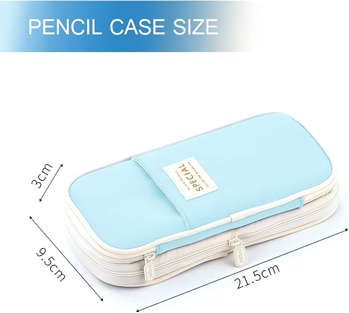 MAMUNU Expandable Pencil case with compartments, Large Capacity Pencil Cases Pencil Bag Pouch Office School, Portable Pencil Case Large School Stationery Organizer, Makeup Cosmetic Bag, Blue