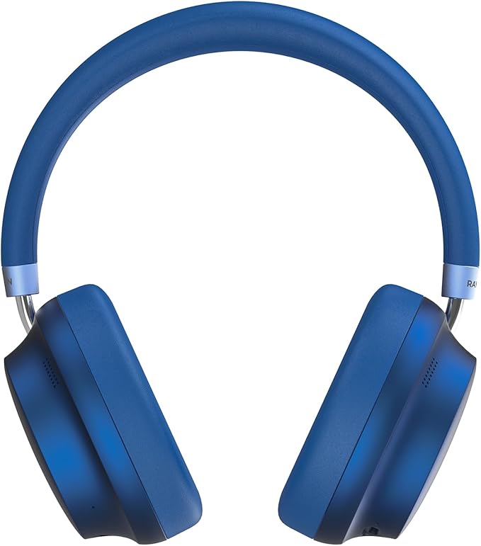 Raycon Essential Bluetooth Headphones - Over The Ear, Active Noise Cancelling Wireless Headphones + Awareness Mode, Bluetooth Headset with Mic, 50 Hours of Battery Life (Blue)