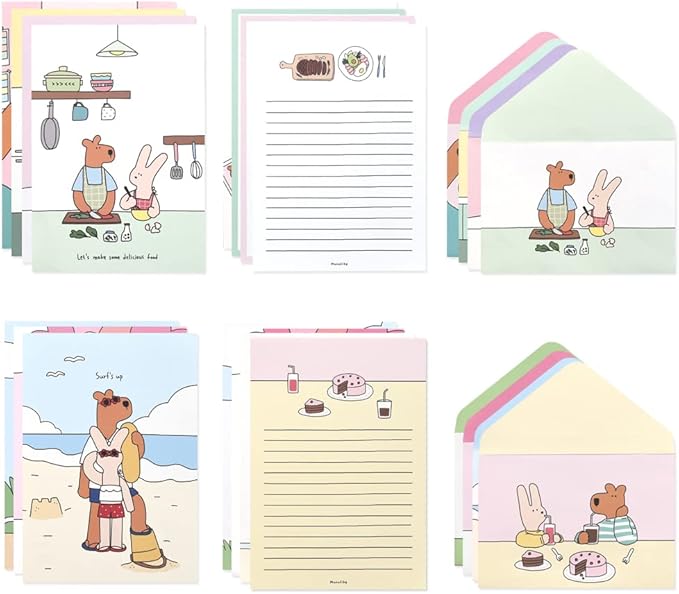 Monolike Happy and Lucky Ver.2 Letter Paper and Envelopes Set - 8Type, 32 Letter Paper + 16 Envelopes