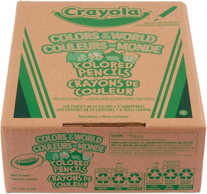 Crayola Colors of the World Skin Tone Colored Pencils Classpack (240ct), Classroom Must Haves, Teacher Supplies, Bulk Colored Pencils