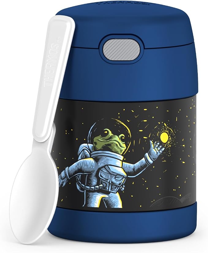 THERMOS FUNTAINER Kids Food Jar with Spoon, 10oz, Space Frog, 10 Ounce (Pack of 6)
