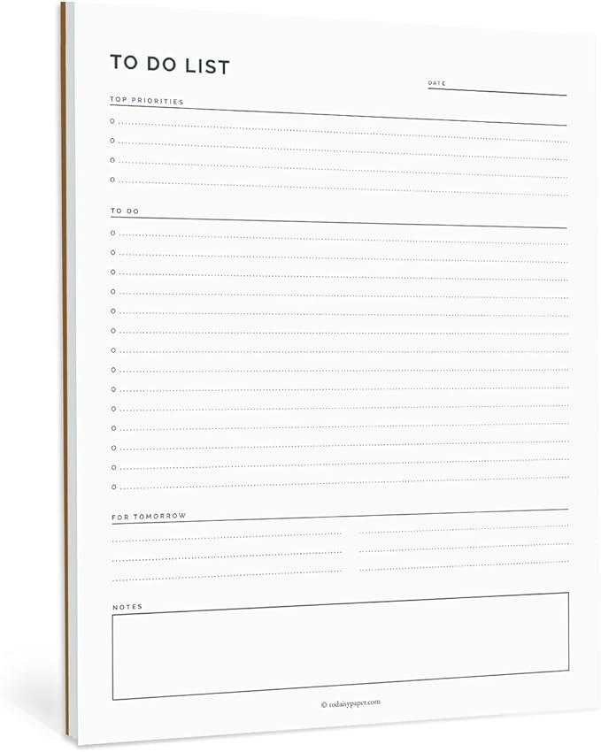 To-Do List Notepad - 8.5 x 11 Minimalist Desk Planner, 50 Tear-Off Sheets - Big Productivity Tracker with Top Priorities, Tomorrow’s Tasks & Notes - Simple Professional Stationery for Office & Home (8.5 x 11)