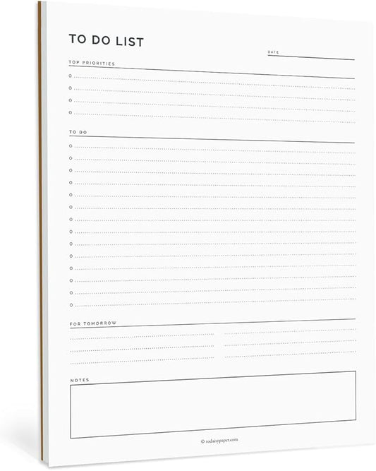 To-Do List Notepad - 8.5 x 11 Minimalist Desk Planner, 50 Tear-Off Sheets - Big Productivity Tracker with Top Priorities, Tomorrow’s Tasks & Notes - Simple Professional Stationery for Office & Home (8.5 x 11)