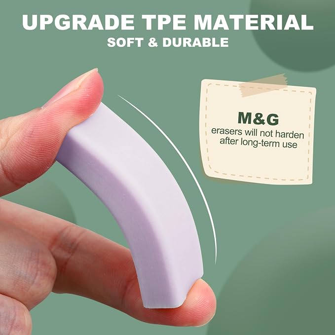 M&G 8 Pack Erasers, Purple Sliding Retractable Eraser Push Pull Cute Pencil Erasers Soft Large Easy to Clean with Plastic Sleeve for Sketching Drawing Artists Teacher Pencils, Purple