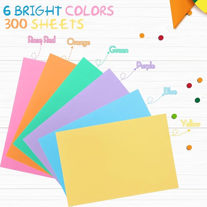 Fainne 300 Pcs Blank Index Cards 180 Gsm Thick Card Stock Assorted Color Neon Blank Flash Cards Colorful Study Notecards for Organizing(4 x 6 Inch,Bright Colors)