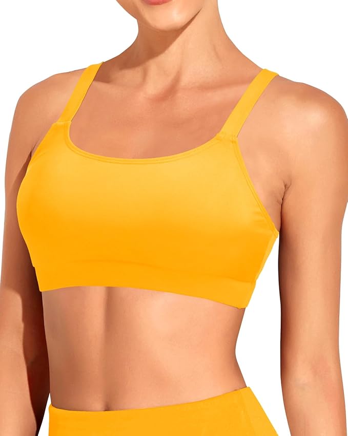 Tempt Me Women Sports Bra Bikini Tops Scoop Neck Bathing Suits Top Padded Swim Crop Tops Only