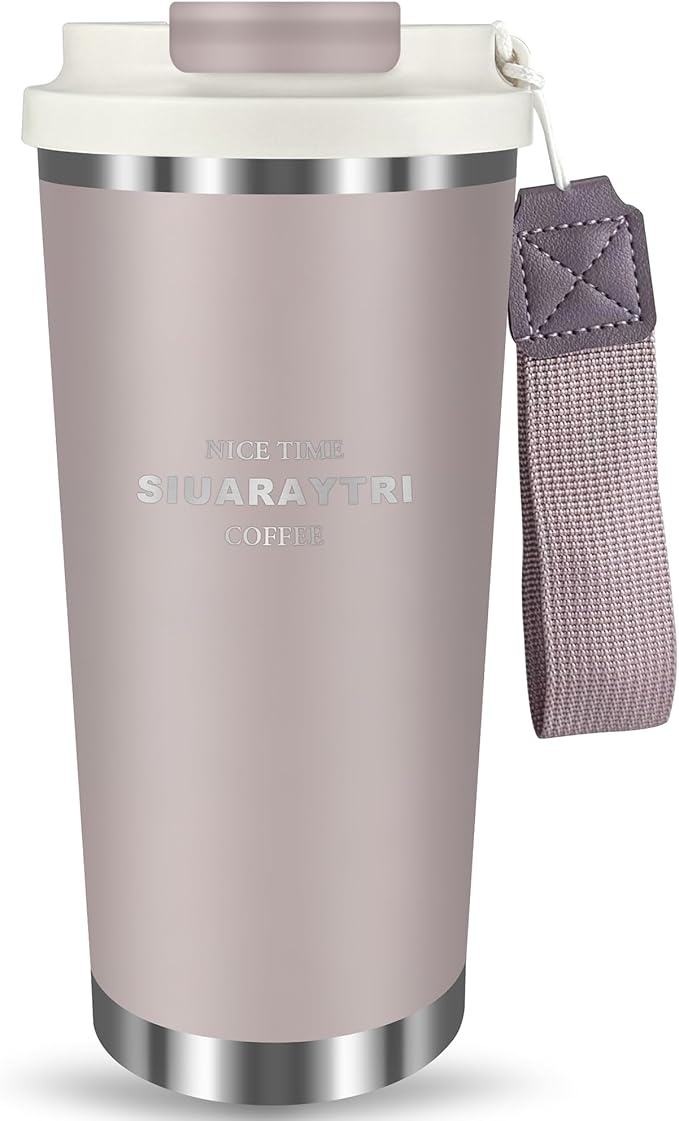 20oz Tumbler Stainless Steel Vacuum Insulated Coffee Travel Mug Reusable Iced Coffee Cup Hot Coffee Travel Mug with lid and straw Cupholder Friendly Leak-Proof BPA Free (Light Purple)