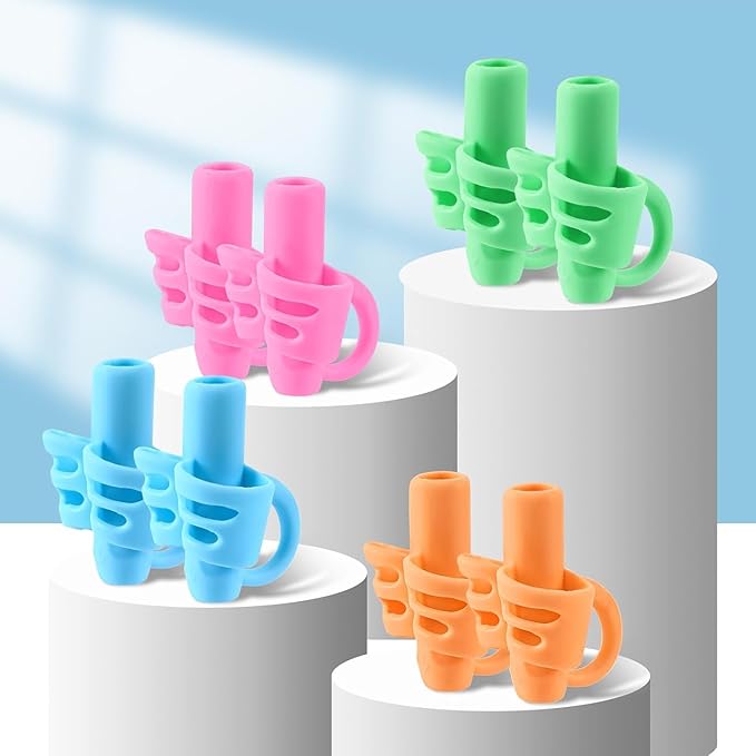 SANNIX 8 Pack Pencil Grips for Kids Handwriting, Pencil Holder Grip Posture Correction Training Pen Writing Aid Tool for Preschools & Elementary Schools