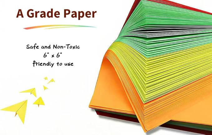 Origami Paper Double Sided Color - 200 Sheets - 20 Colors - 6 Inch Square Easy to Fold ,Perfect for Beginner,School,Kids,Fun DIY Arts & Crafts Handmade Projects