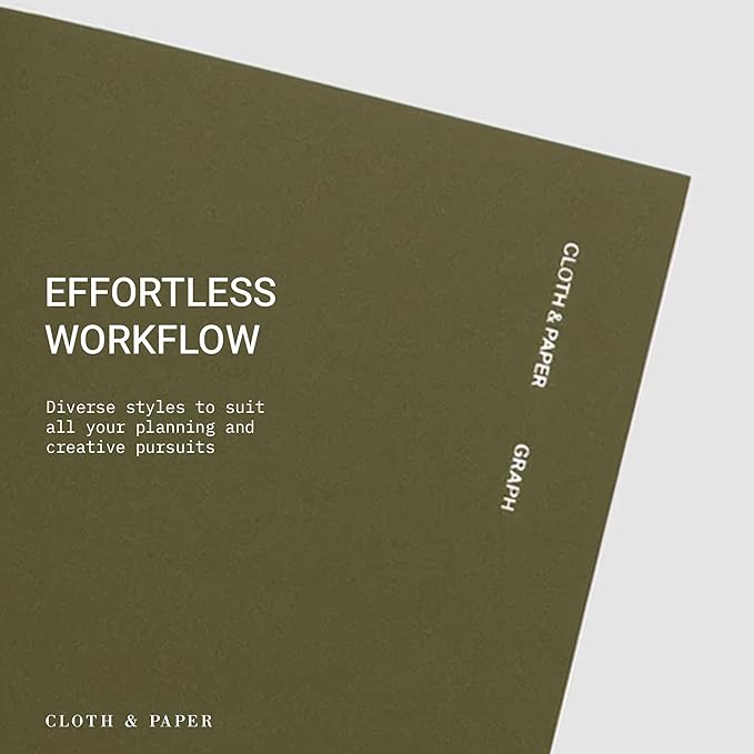 Cloth & Paper Travel Notebook | Graph Notebook – Olive | Pocket Plus Grid Paper Notebook 3.2" x 6" | Graph Layout for Notes, Diagrams, Lists & Structured Planning for Work or Study – Soft Touch Cover